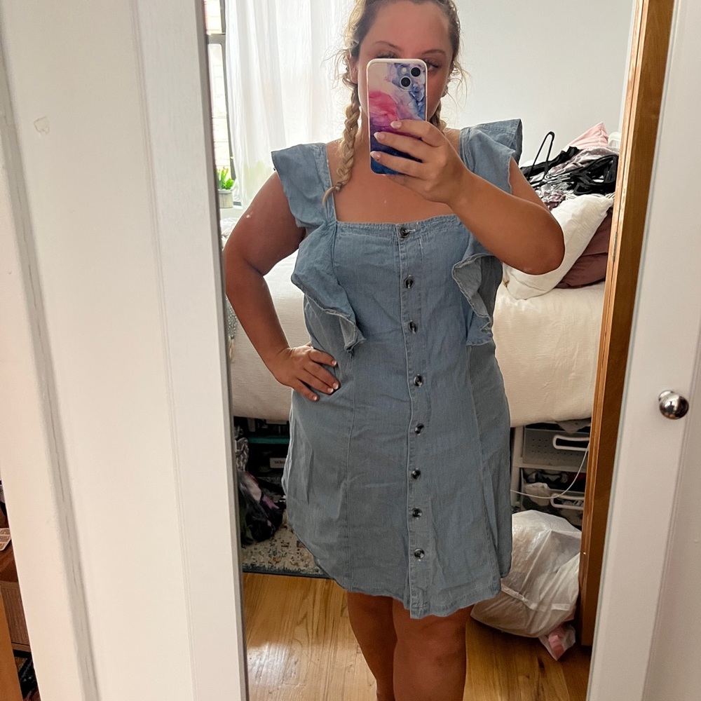 Button Front Chambray Dress